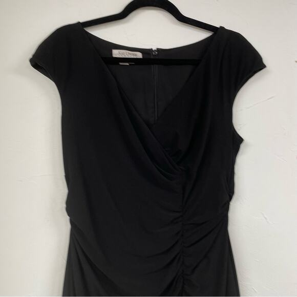 Kay Unger Black Cap Sleeve Womens Mini Sheath Dress 12 Dark Academia Preppy - Picture 2 of 9